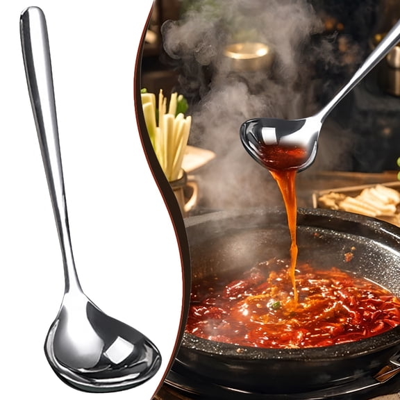 Noothes Stainless Steel Ladle Heavy Duty Large Soup Spoon Long Handle Thickened Cooking Spoon Serving Spoons for Hot Pot Kitchen Buffet and Home Use
