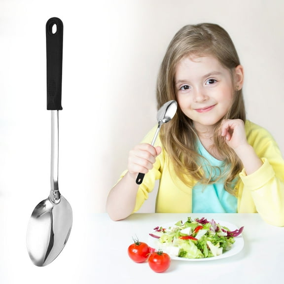 Noothes Stainless Steel Long Handled Spoon, 13 Inch Cooking Utensil for Soup and Rice, Durable Kitchen Cooking Spoon