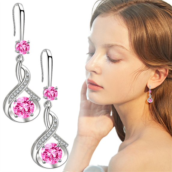 Noothes Sterling Silver Garnet Water Drop Earrings Silver Earrings for Gift Water Drop Earrings for Daily Wear Birthday