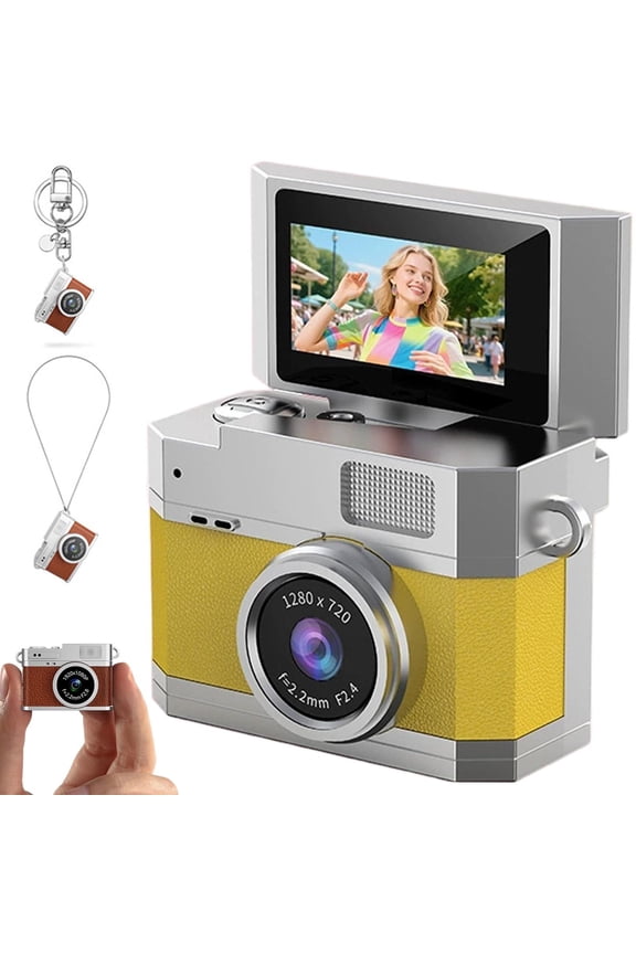 Thumb-Sized Flip Screen Camera Retro CCD Keychain Digital Camera for Travel Vlog