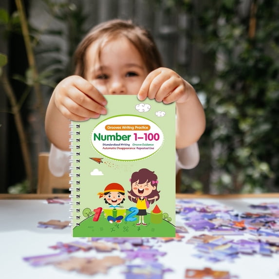 Noothes Tracing Letters and Numbers Workbook Grooved Reusable Handwriting Practice Book Portable Learning Workbook