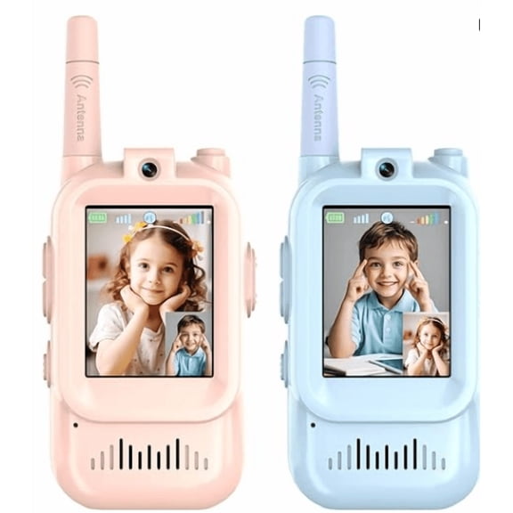 Noothes Video Walkie Talkie 2 Pack Rechargeable, Long-Range Video Intercom for Family Outdoor Games Camping Hiking with Blue Design
