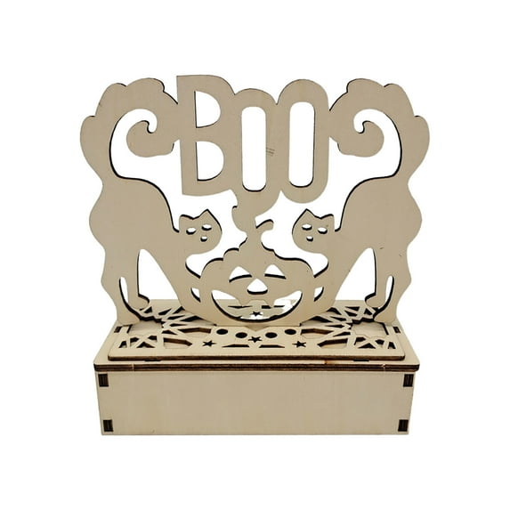 Noothes Vintage Halloween LED Lantern - Wooden Hollow Night Light, Retro Decorative Ornament with Bright LED, Sturdy Boxwood Material for Home/Party/Gift 