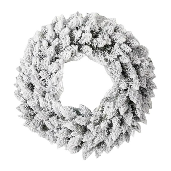 Noothes White Flocked Christmas Wreath Handmade for Front Door, Winter Wonderland Holiday Decor and Festive Gift for Home & Crafters