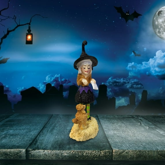 Noothes Witch Statue Set - 5 Unique Hand-Painted Resin Figurines (Bewitching Designs), Durable Halloween Desktop/Home Decor & Gift 