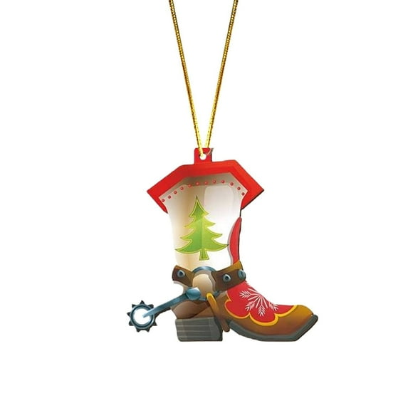 Noothes Wooden Western Cowboy Ornaments for Hanging Tree Decor, Unique Christmas Hat Ornament for Indoor Outdoor Holiday Table and Shelf Display