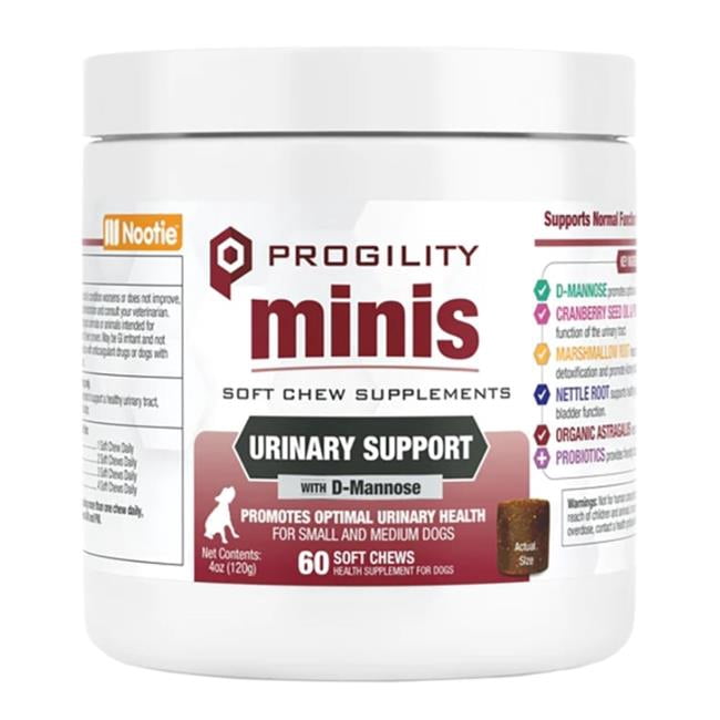 Nootie 811048023490 Progility Urinary Support with D-Mannose Mini Soft Chews for Dog - 60 Count