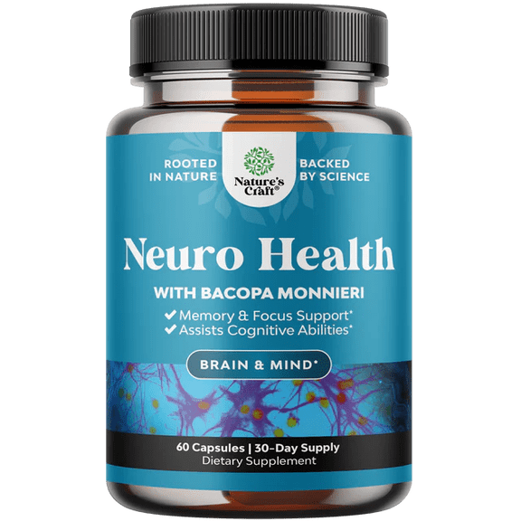 Nootropic Brain Supplement for Memory and Focus Support - Vitamins for Mental Support & Clarity with Bacopa Monnieri, VIT A, B6, Riboflavin, Niacin, Thiamin & Folate - Cognitive Complex - 60 Ct