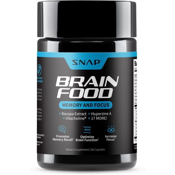 Snap Supplements Nootropic Supplement with Bacopa Extract, Memory and Focus, 60 Capsules