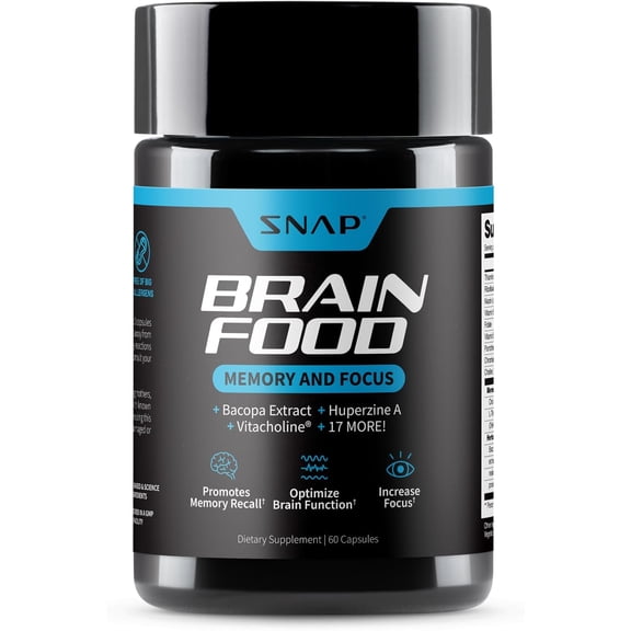 Snap Supplements Nootropic Supplement with Bacopa Extract, Memory and Focus, 60 Capsules