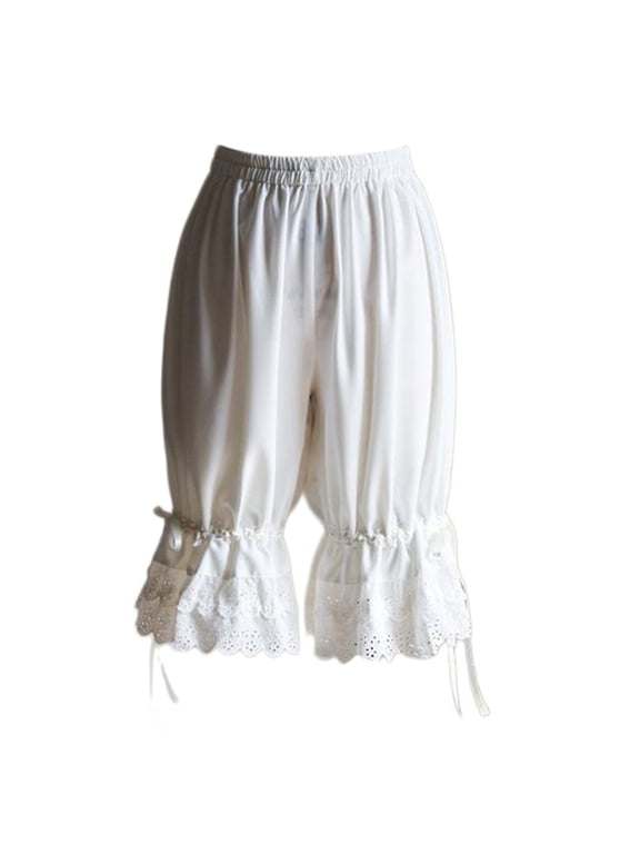 Bloomers Womens Long Bloomers Shorts Ruffle Pumpkin Pants Pantaloons A2-white 2xl