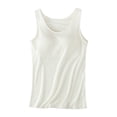 thumbnail image 1 of Nooxsoe Bra Tank Tops for Women Sleeveless Round Neck Crew Double Lined Tank with Built in Bra for Women Compression Tanks for Women Layering Tank Tops Summer Beach Tops Beige L, 1 of 3