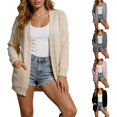 thumbnail image 1 of Nooxsoe Cardigan Sweater for Women Trendy Casual Open Front Sweater Flattering Fit Shrug Sweater Soft Comfort Knit Sweater V-neck Long Sleeve Womens Sweaters Cardigan Beige S, 1 of 9
