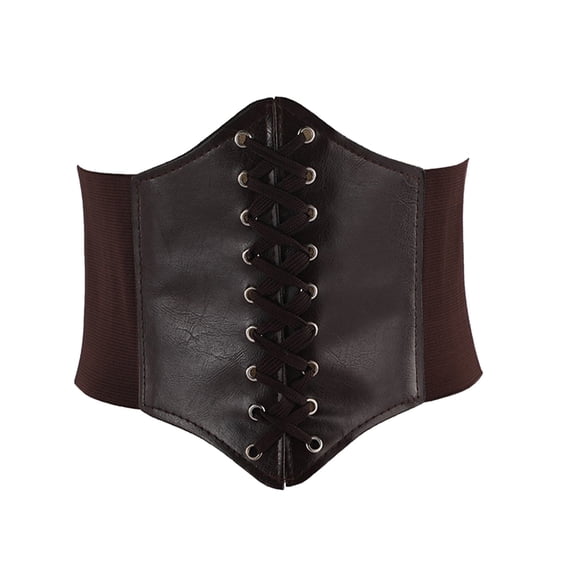 Nooxsoe Corset Belts for Women Tied Waspie Wide Elastic Cincher Belt Tie Waspie Belt Corset Belt Half Corset Belt for Dresses Waist Belts Lace Up Waist Belt Womens Belts A2-coffee One Size