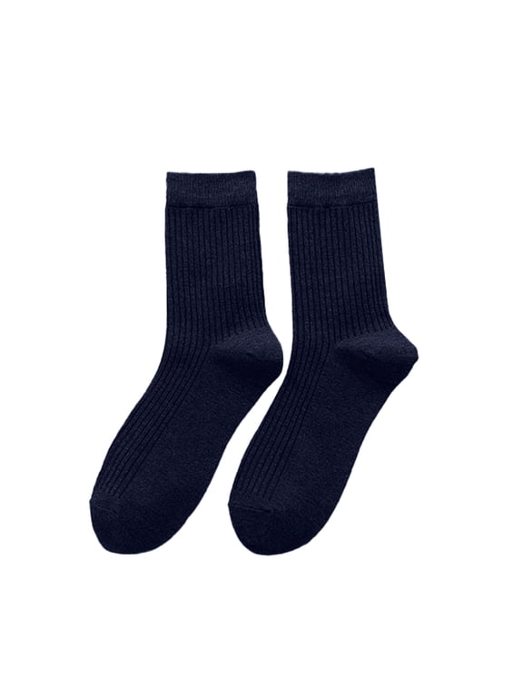 Cotton Socks Mid Calf Socks Wide Calf Socks Womens Winter Socks Vintage Socks Funny Socks Thermal Socks Mid Calf Socks Slipper Socks Retro Socks Woman's Socks Navy One Size
