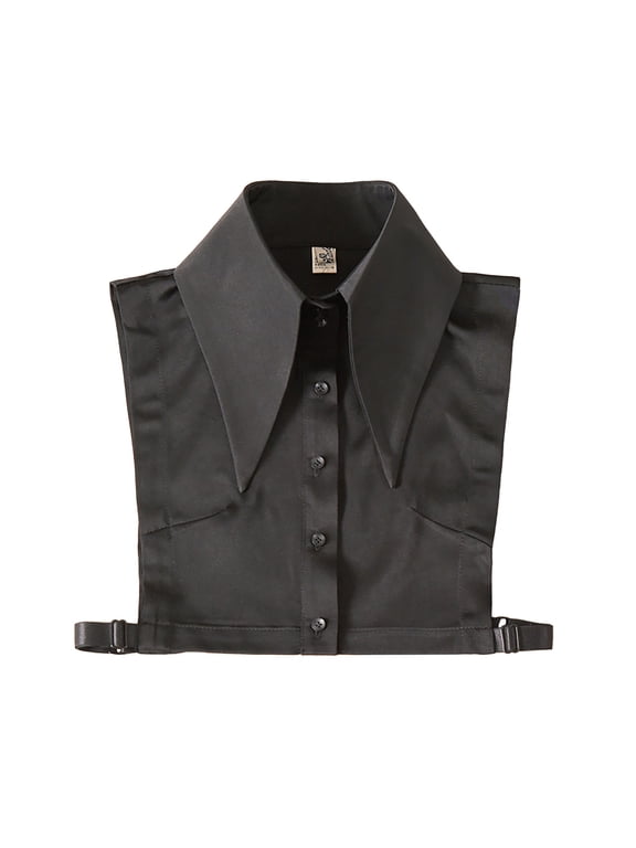 Detachable Dickey Collar Blouse for Women, Fake Half Shirts Faux False Collar for Girls Favors Black One Size