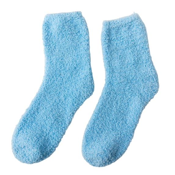 Nooxsoe Fluffy Socks Women Mid Calf Socks Thick Warm Winter Warm Fluffy Slipper Socks Slouchy Socks Slipper Socks Christmas Gift Tube Socks Fuzzy Socks Elastic Sock for Women A2-blue One Size
