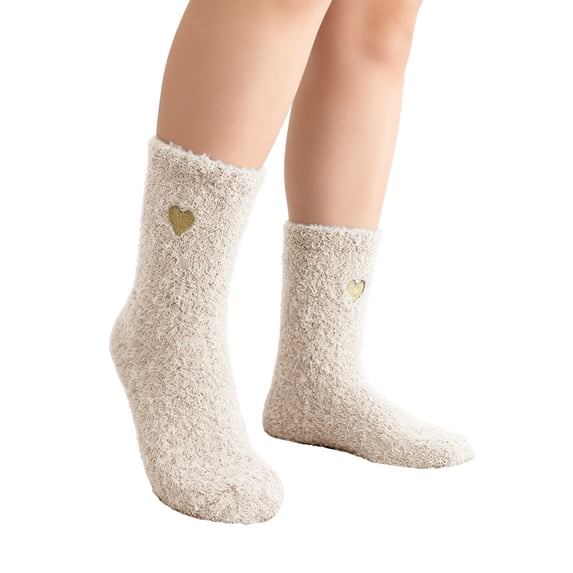 Nooxsoe Fuzzy Socks for Women Thick Sock Sleeping Socks Plush Sleeping Socks Crew Socks Cozy Socks Fuzzy Socks Gym Socks Thermal Socks Birthday Gifts for Women Home Socks for Women Beige One Size