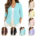 thumbnail image 1 of Nooxsoe Knit Cardigan Sweaters for Women Work Knit Tops Knit Cardigan Knit Sweater Open Front Sweater Long Sleeve Soft Knit Dressy Casual Womens Sweaters Cardigan Beige a, 1 of 6