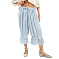 thumbnail image 1 of Nooxsoe Lace Long Bloomer Pants for Women Ruffle Pantaloons Pettipants Pants Capri Pajama Bottoms A1-light Blue M, 1 of 9