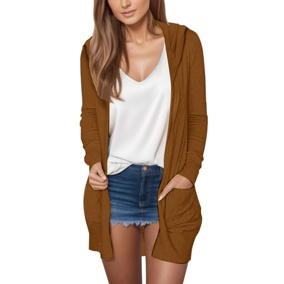 Nooxsoe Long Sweatshirt Jacket for Women Cardigan Thick Soft Long Sleeve Cardigan Fall Winter Clothing Soft Knit Knitted Sweater Open Front V Neck Womens Cardigan A2-coffee 2xl