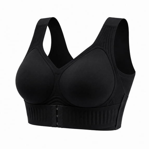Nooxsoe Posture Support Bras with Support and Lift Wide Straps for Women Posture Correcting Plus Size Sleep Bras Wireless Posture Bralettes for Women A2-black 3xl