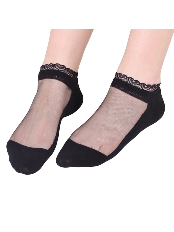 Sheer Socks, Nylon Socks for Women Sheer Ankle Sock Women Ankle Stockings Silk Sock Black One Size
