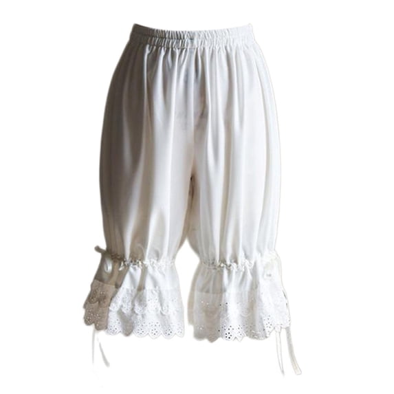 Nooxsoe Vintage Lace Pettipants Slips Embroidery Flower Womens Lightweight Bloomer Shorts Lounge Short Pants A2-white L