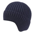thumbnail image 1 of Nooxsoe Winter Beanie with Earflap Winter Knitted Beanie Casual Cap Casual Wear Slouchy Warm Hats Winter Hat Soft Stretch Warm Knit Cap Knitted Hat Warmer Bonnet Thickened Cap Woman Hat Navy One Size, 1 of 3