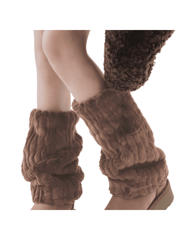Women Faux Fur Leg Warmers Women Fluffy Cute Stocking Socks Fur Wool Winter Thick Warm Soft Boot Cuffs Covers Y2k Christmas Coffee One Size