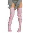 thumbnail image 1 of Nooxsoe Women Fleece Lined Thigh High Sock Over Knee Cable Knit Boot Sock Extra Long Winter Warm Thermal Stocking Leg Warmer Red One Size, 1 of 3