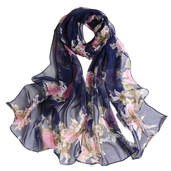 Nooxsoe Women Lightweight Solid Plain Chiffon Long Shawl Wrap Breathable Sunscreen Scarf for All Season Wedding Bridal Beach Evening Dress Daily Travel Party Wear Blue One Size