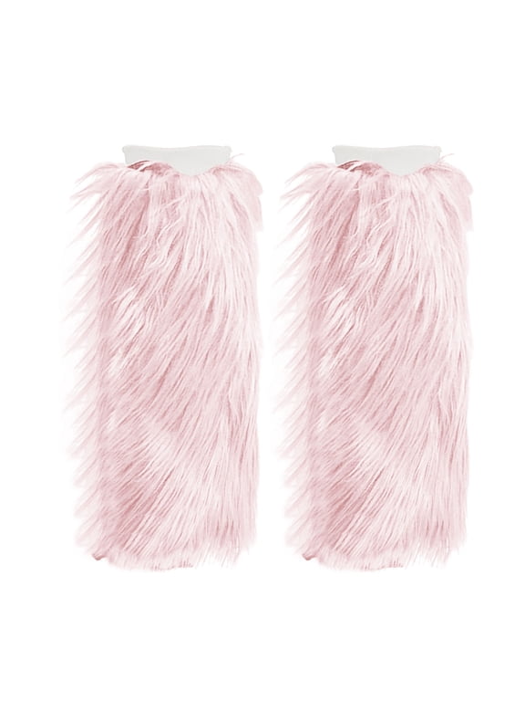 Women’S Furry Leg Warmers Knee-Length Long Socks Winter Warm Long Fluffy Shoes Cover Thick Leg Warmers Furry Boot Cuff Soft Furry Leg Warmers Vintage Y2K Women'S Leg Warmers Z1-Pink 1 S