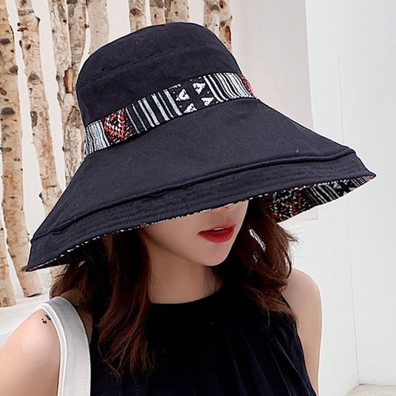 Nooxsoe Women Wide Brim Sun Hats Wired Edge Summer Uv Protection Beach Fishing Hat for Hiking Garden Travel Chin Strap Black One Size