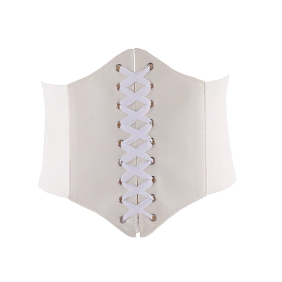 Nooxsoe Women's Corset Wide Waist Belt Tie Waspie Belt Lace Up Adjustable Waistband Tied Waspie Waist Belts Lace Up Waist Belt Corset Belt Lace-up Waist Cincher Belt Women’s Belts A2-white One Size