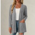 thumbnail image 1 of Nooxsoe Women's Short Open Front Knit Cardigan Sweater Long Sleeved Open Front Knit Fabric Button Down Cardigans for Women Thin Cardigan for Women Shirt Cardigan Gray XL, 1 of 5