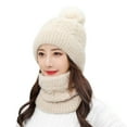 thumbnail image 1 of Nooxsoe Women's Winter Pompom Beanie Hat Loose Hat Cap Hat with Pom Beanie Hat Winter Ribbed Thick Winter Hat Windproof Pom Beanie Hats Womens Hats Beige One Size, 1 of 6