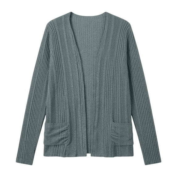 Nooxsoe Womens Cropped Cardigan Sweater Long Sleeve Open Front Sweater Trendy Casual Soft Knit Cardigan Waist-length Fit Work Knit Tops Lightweight Soft Woman Cardigan Blue Xl