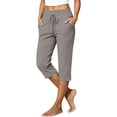 thumbnail image 1 of Nooxsoe Womens High Waisted Capri Pants Drawstring Elastic Waist Cotton Linen Loose Straight Leg Cropped Trousers with Pockets Summer Travel Gray XL, 1 of 9