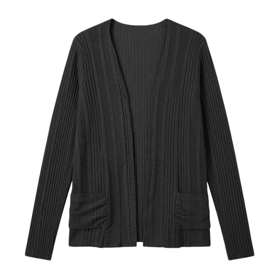 Nooxsoe Womens Knit Cardigan Soft Knit Cardigan Fall Shrugs Warm Cardigans Work Knit Tops Shrug Sweater V-neck Cardigan Waist-length Fit Soft Comfort Women’s Cardigan Dark Gray Xl