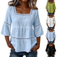 thumbnail image 1 of Nooxsoe Womens Linen Tops and Blouses Womens Half Sleeve Shirts Empire Waist Tiered Blouses Cotton Eyelet Tops for Women Daily Wear Casual Shirts Breathable Casual Blouse Blouses for A1-pink S, 1 of 9