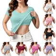 thumbnail image 1 of Nooxsoe Womens Short Sleeve Tops Built in Camisole Padded Tank Tops Scoop Neck with Built in Padded Camisole Tops Vest Tops Cami Top Workout Yoga Camisole Summer Tops for Women A3-brick Red M, 1 of 7