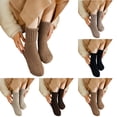 thumbnail image 1 of Nooxsoe Womens Solid Mid Calf Socks, Cozy Fall Socks for Women, Winter Soft Thermal Knit Socks Brown One Size, 1 of 5