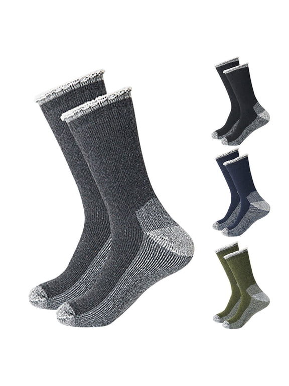 Wool Hiking Socks Thermal Warm Crew Winter Boot Sock for Men & Women, Thick Outdoor Trekking Wool Socks Army Green One Size
