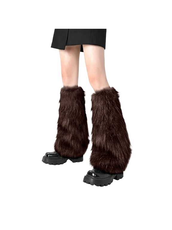 leg warmers for women Faux Fuzzy Leg Warmers Furry Boot Covers for Women, Women's Leg Warmers Warm Fuzzy Boot Cuff Boot Sleeves for Party Gray 25