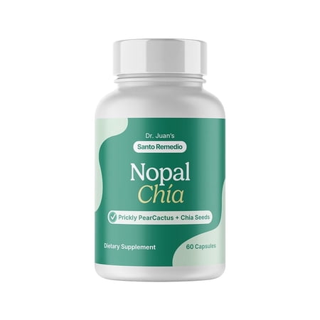 Santo Remedio Nopal Chia, Prickly Pear Cactus and Chia Powder Dietary Fiber Supplement, 60 Capsules, 30 Servings per Container