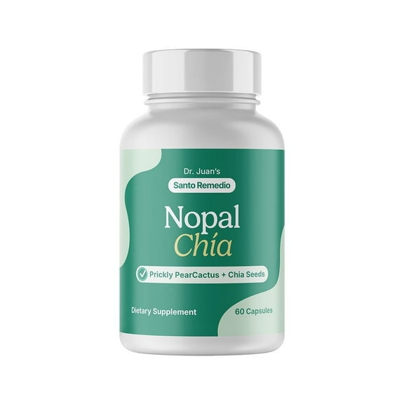 Santo Remedio Nopal Chia, Prickly Pear Cactus and Chia Powder Dietary Fiber Supplement, 60 Capsules, 30 Servings per Container