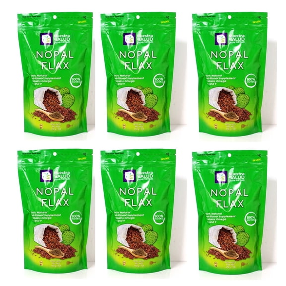 Nopal Flax Linaza Plus Flaxseed Fiber 454g /1LB Value Pack (6 Pack) Dietary Supplement Powder