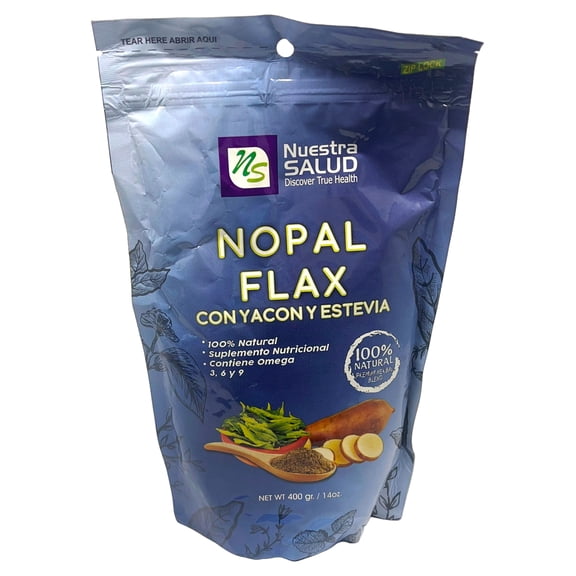 Nopal Flax Plus Linaza Yacon & Stevia Flaxseed Fiber Sugar Balance Blend Digestive Blend 100% Natural Diabetisana Blends (16oz)