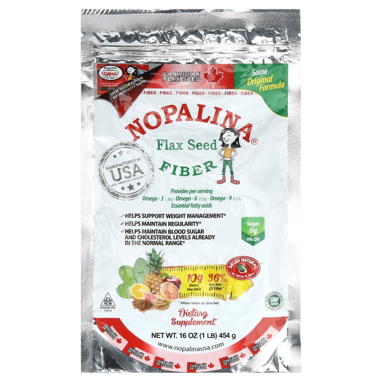 Nopalina Flax Seed Plus Fiber, Omega 3-6-9 Supplement, 16 oz Bag